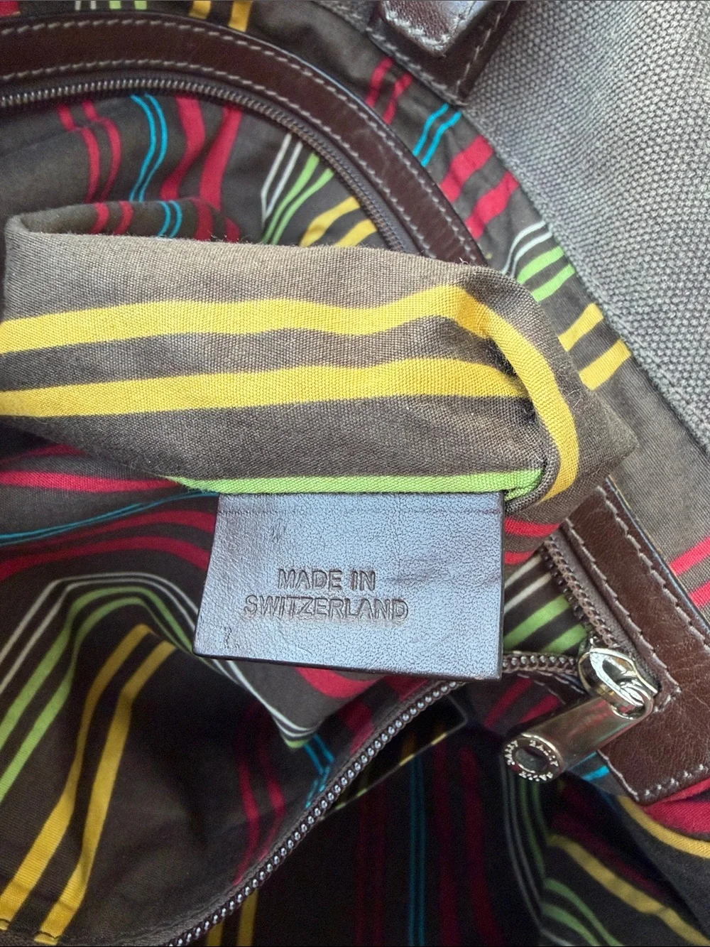 Bally Brown Canvas Messenger Bag with Dark Brown Leather Accents